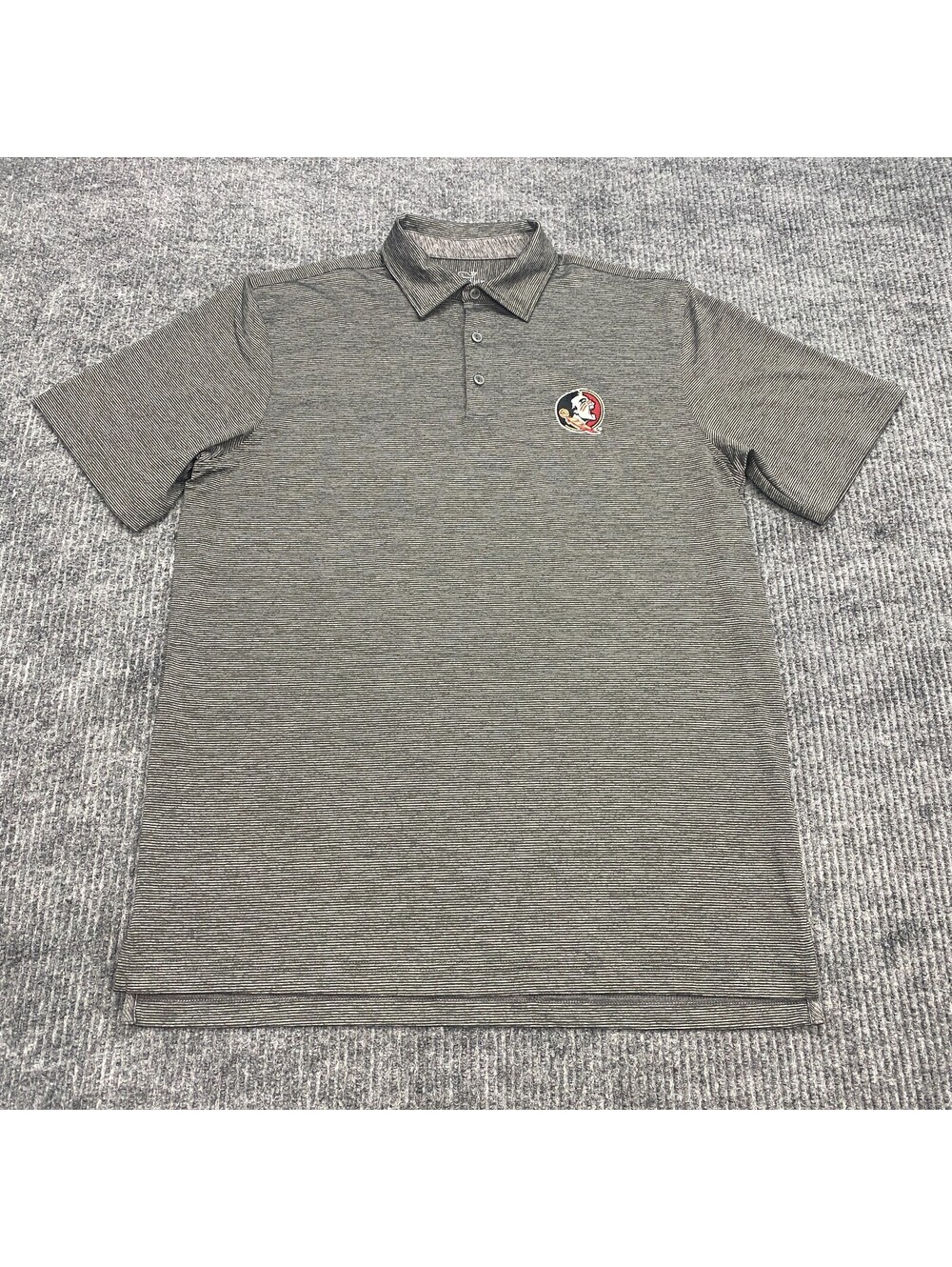 Florida State Seminole Vineyard Vines Performance Polo Shirt Mens M Gray Striped - Picture 2 of 10